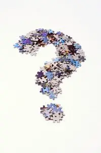 Question mark made of puzzle pieces